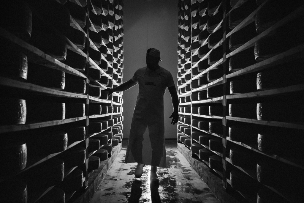 Damien Raemy's cheese dairy ‘Au Palais du Fromage’ Corbières, Switzerland, 2025. (© Gabriel Monnet)
