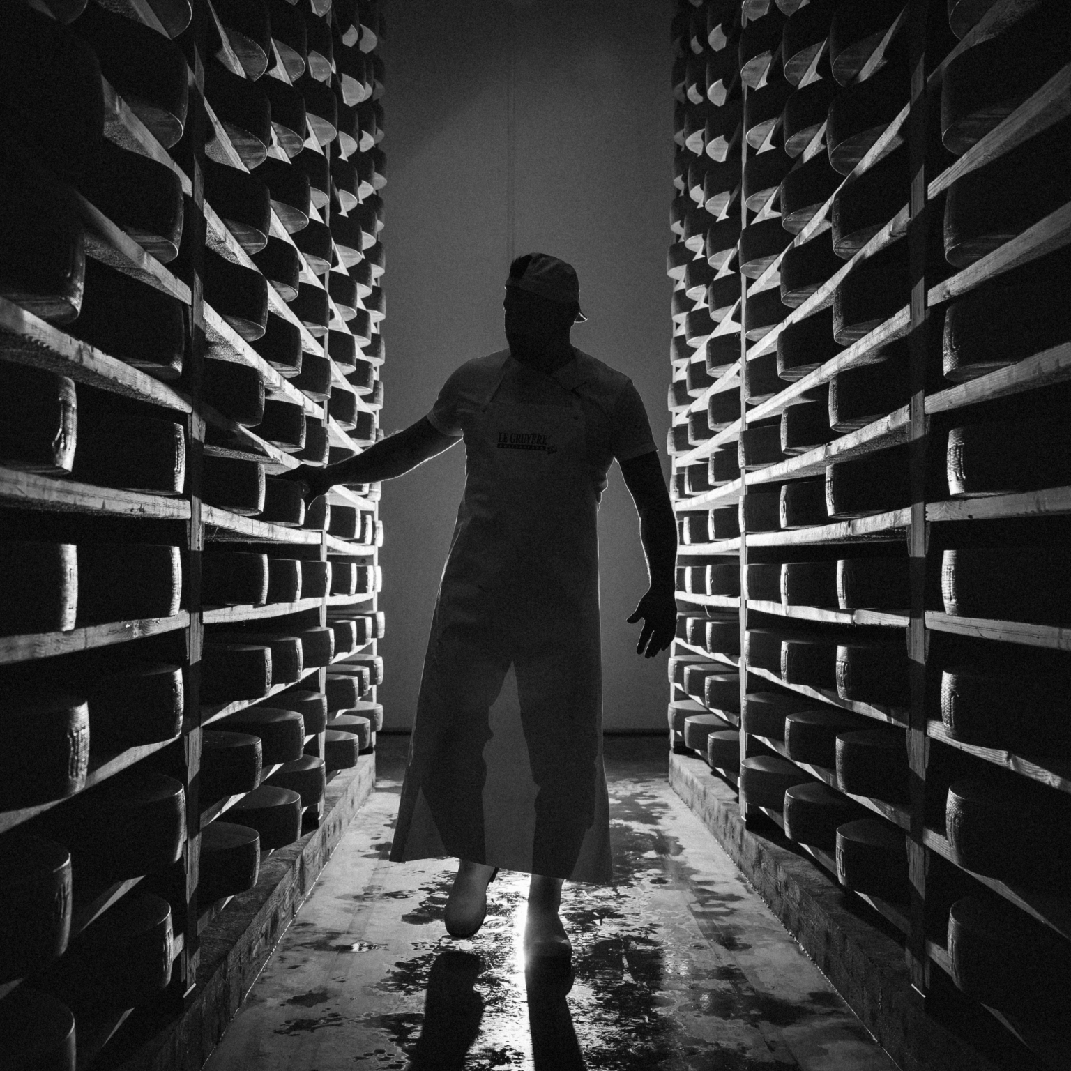 Damien Raemy's cheese dairy ‘Au Palais du Fromage’ Corbières, Switzerland, 2025. (© Gabriel Monnet)