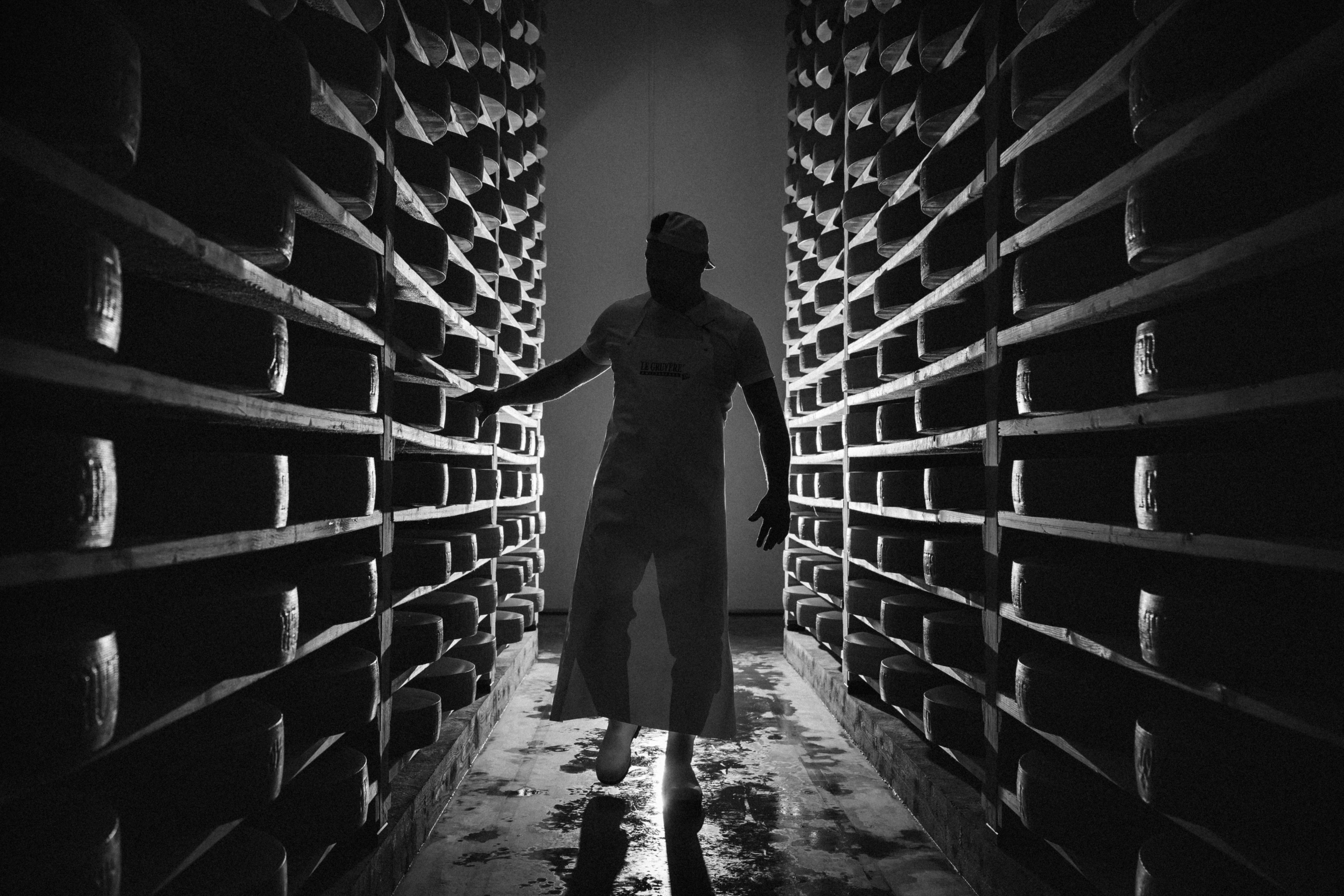 Damien Raemy's cheese dairy ‘Au Palais du Fromage’ Corbières, Switzerland, 2025. (© Gabriel Monnet)