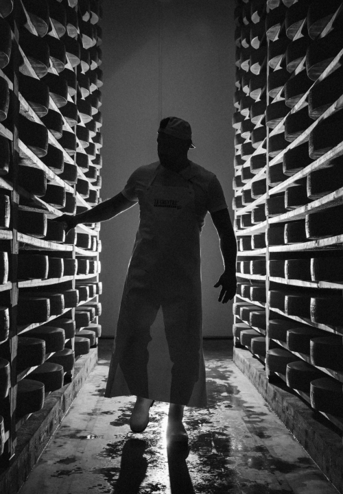 Damien Raemy's cheese dairy ‘Au Palais du Fromage’ Corbières, Switzerland, 2025. (© Gabriel Monnet)